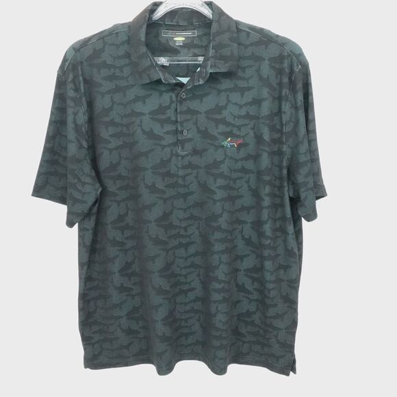 Greg Norman Shirt Mens XXL 2XL Black All Over Shark Print Golf Performance - Picture 1 of 10
